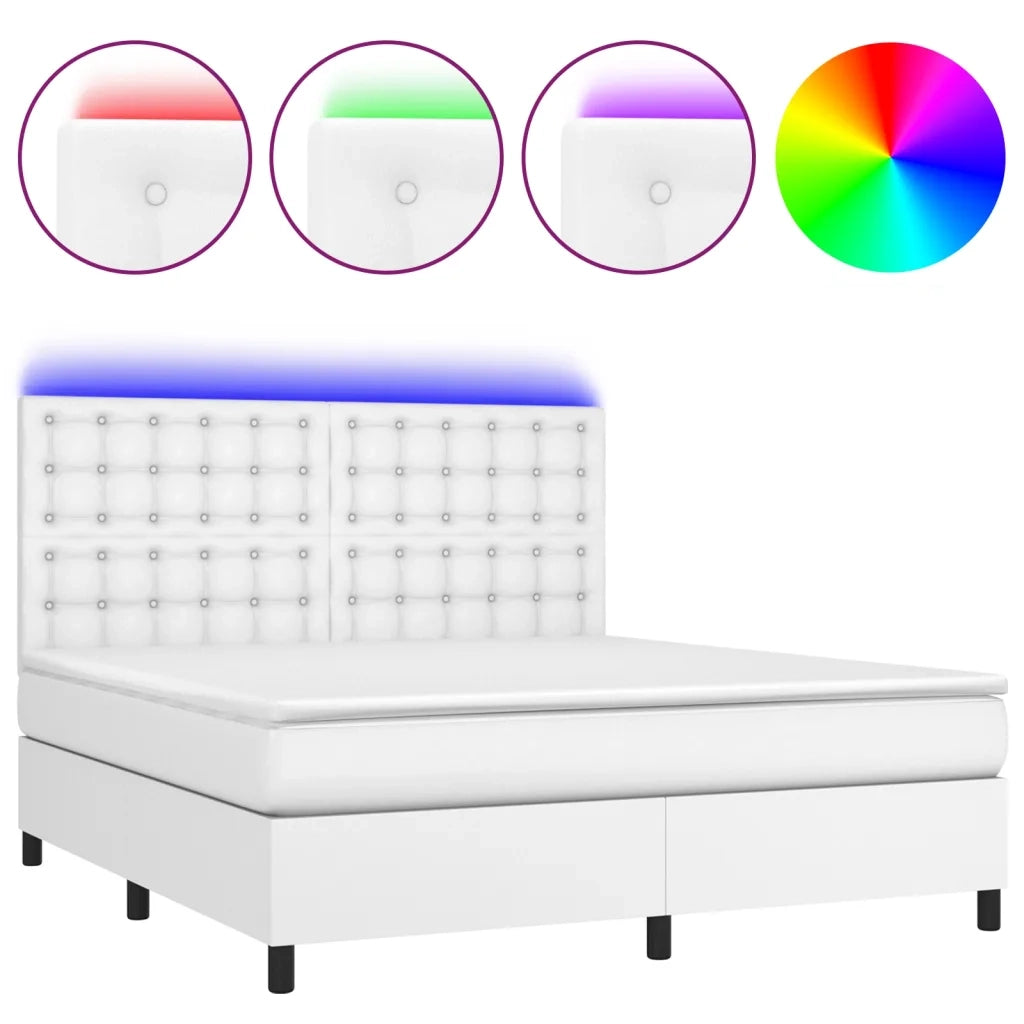 Giroletto Molle con Materasso e LED Bianco 160x200cm Similpelle 3135952