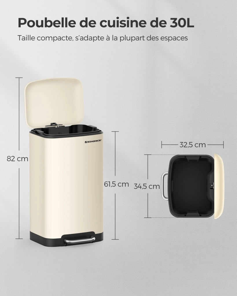 Pattumiera a pedale in acciaio inox bianco da 30 litri 12_0007215