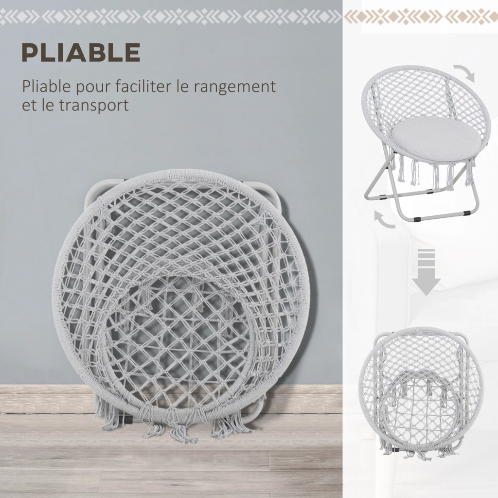 Poltrona a dondolo in rattan ¨C Zephmum ¨C Grigio, 80x90x100 cm