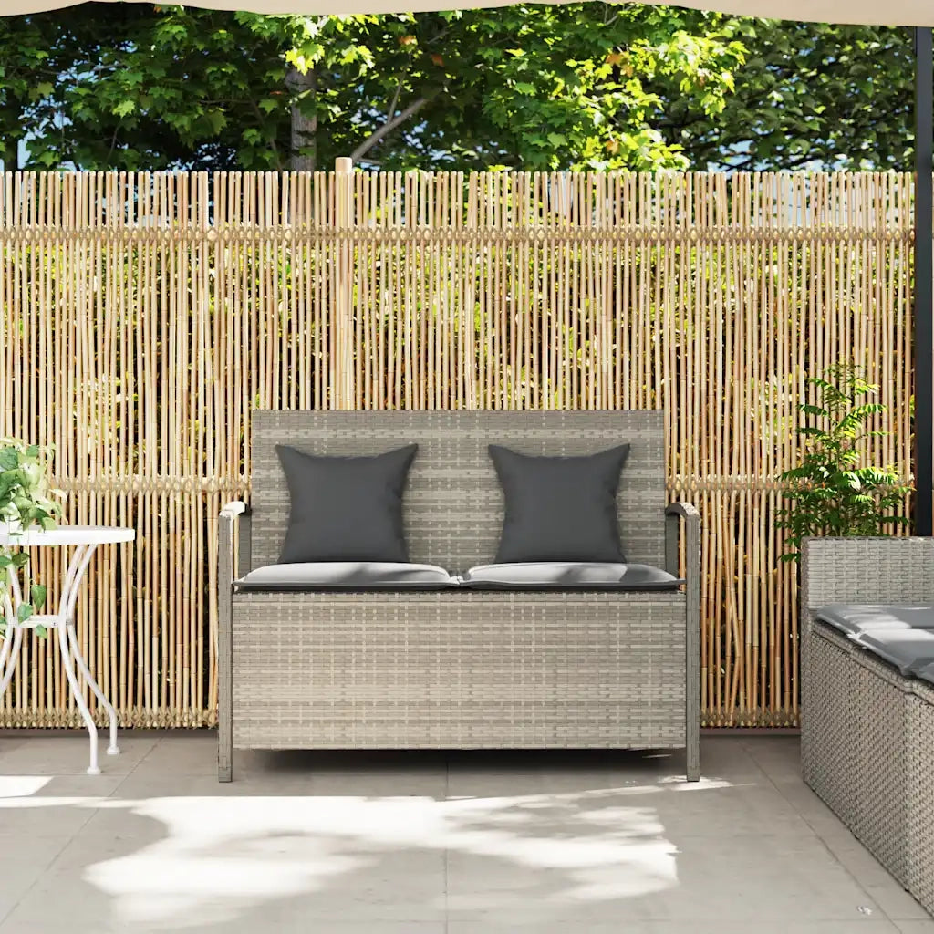 Panca Portaoggetti da Giardino con Cuscino-Sgabello-Panca con Contenitore in Polyrattan 161874