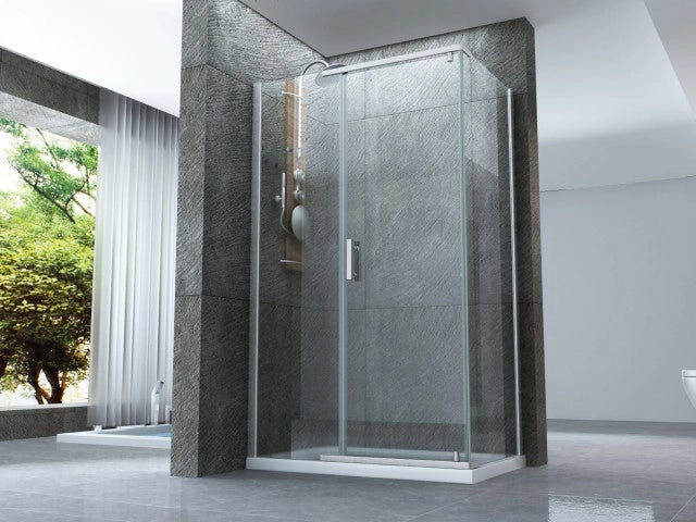 Box doccia due lati con porta battente cristallo 8mm trasparente h.195 SIDE 110 cm,80 cm