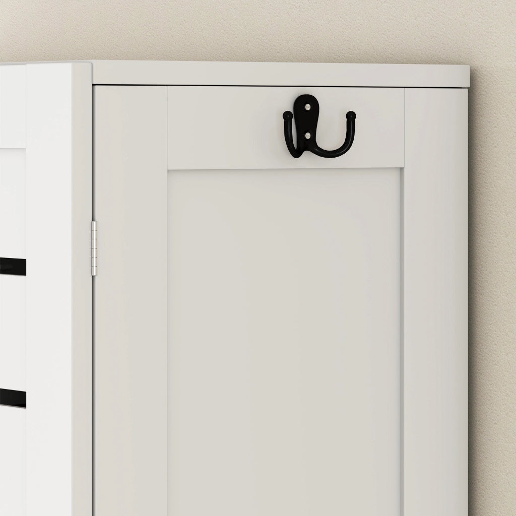Mobile Sopra WC 67x31.5x190 cm con Armadietto a 2 Ante e Ripiano Aperto in Legno Bianco