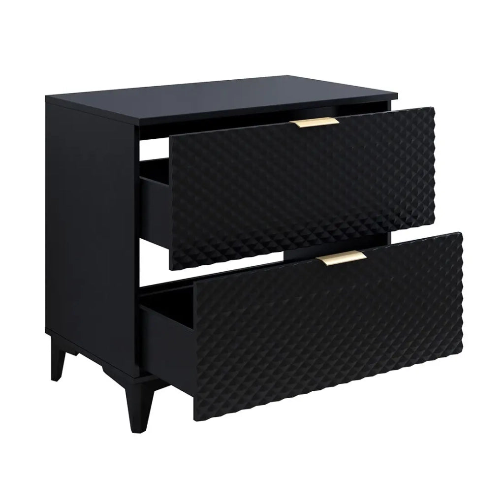 Mobile sottolavabo da bagno 80cm con 2 cassetti collezione CHIC color nero e dorato