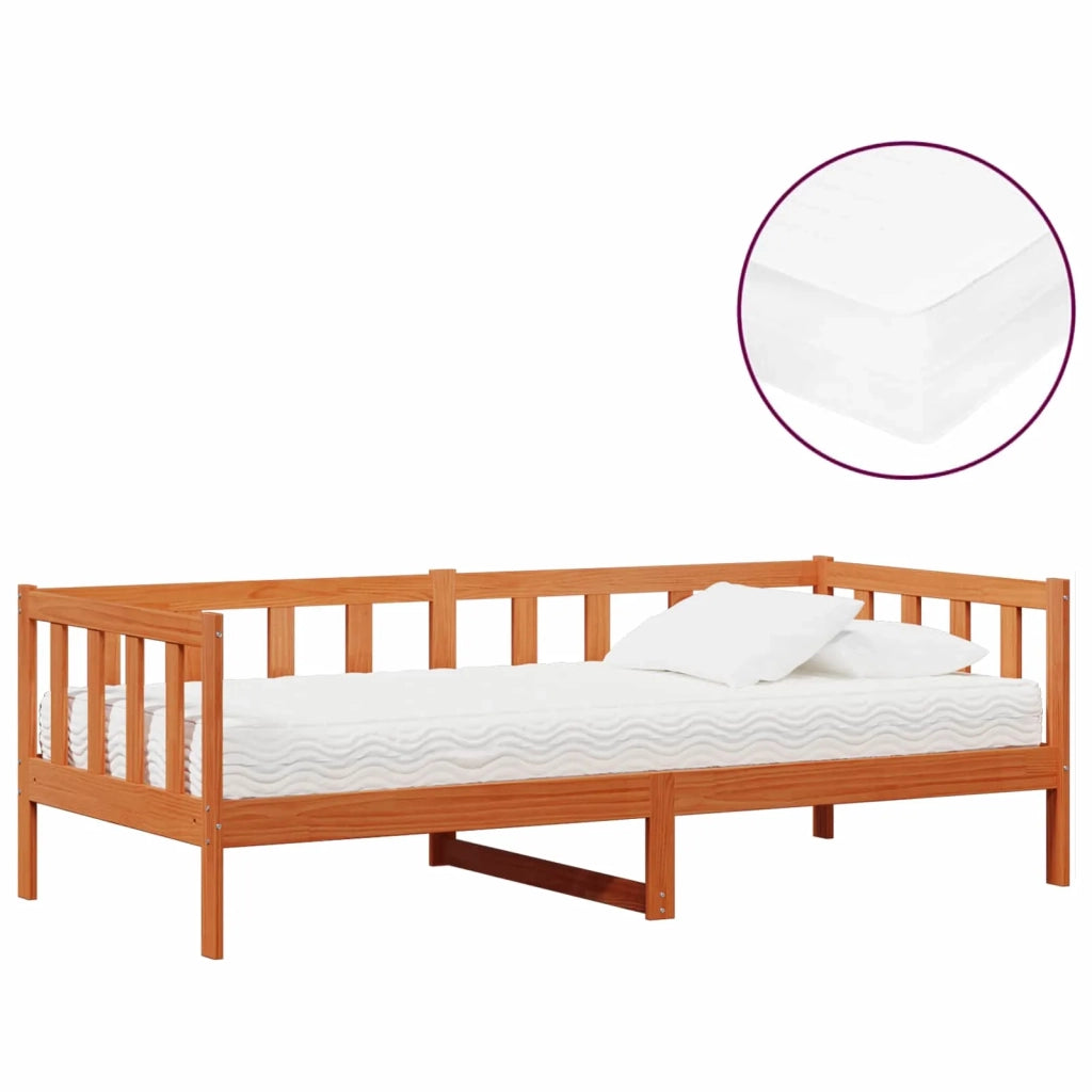 Letto Giorno con materasso Marrone Cera e Bianco 90 x 200 cm 3422773