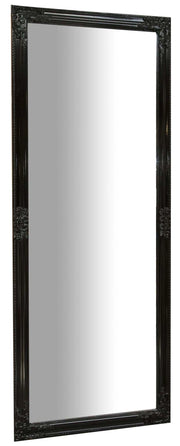 Biscottini Specchio Specchiera da parete e appendere verticale/orizzontale L72xPR4xH180 cm finitura nero lucido.