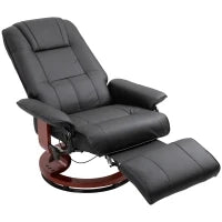 Poltrona Relax Reclinabile Manualmente fino 145° con Poggiapiedi e Rivestimento in Finta Pelle, Nero