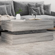 Tavolino da Soggiorno con Luci LED-Tavolino da Salotto-Tavolo Grigio Sonoma 90x50x40 cm 552429