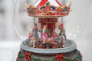 Giostra Carillon Natalizio Ø12x16 cm in Resina con Movimento Luci e Suoni