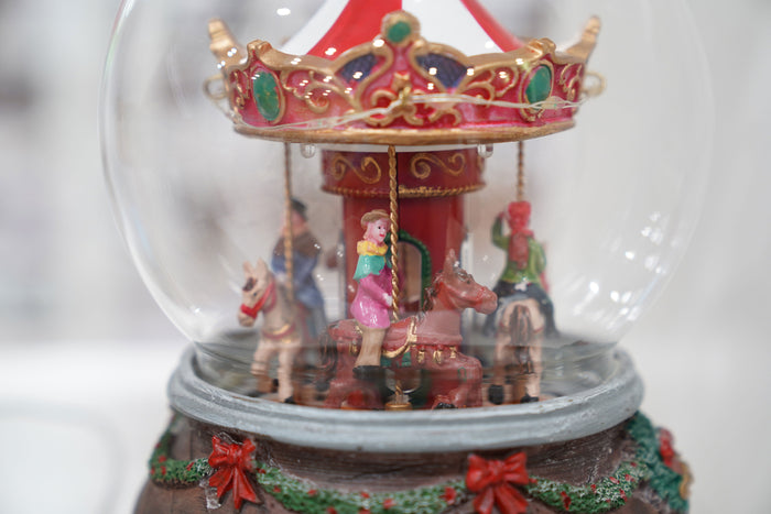 Giostra Carillon Natalizio Ø12x16 cm in Resina con Movimento Luci e Suoni