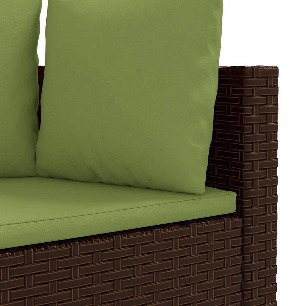 Set Divani da Giardino 7 pz con Cuscini Marrone in Polyrattan