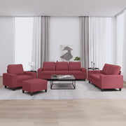 Set di Divani 4 pz Rosso Vino in Tessuto