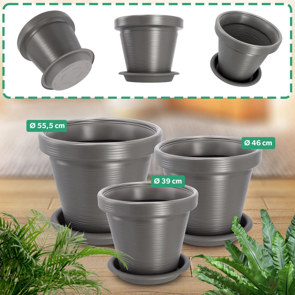 Vaso da giardino KADAX per fiori, con coperchio e supporto, grande, grigio, 39 cm