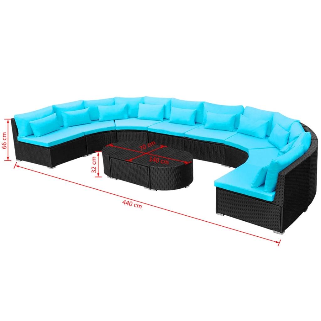 Set di Divani Rotondi 11 pcs Blu polyrattan 42399