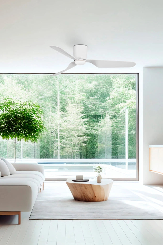 FARO Ventilatore da soffitto con luce Pemba Ø1320 mm bianco acciaio e ABS motore DC 15 W 3000 K 3 pale 6 velocita funzione estate-inverno telecomando incluso FARO-33471N_3