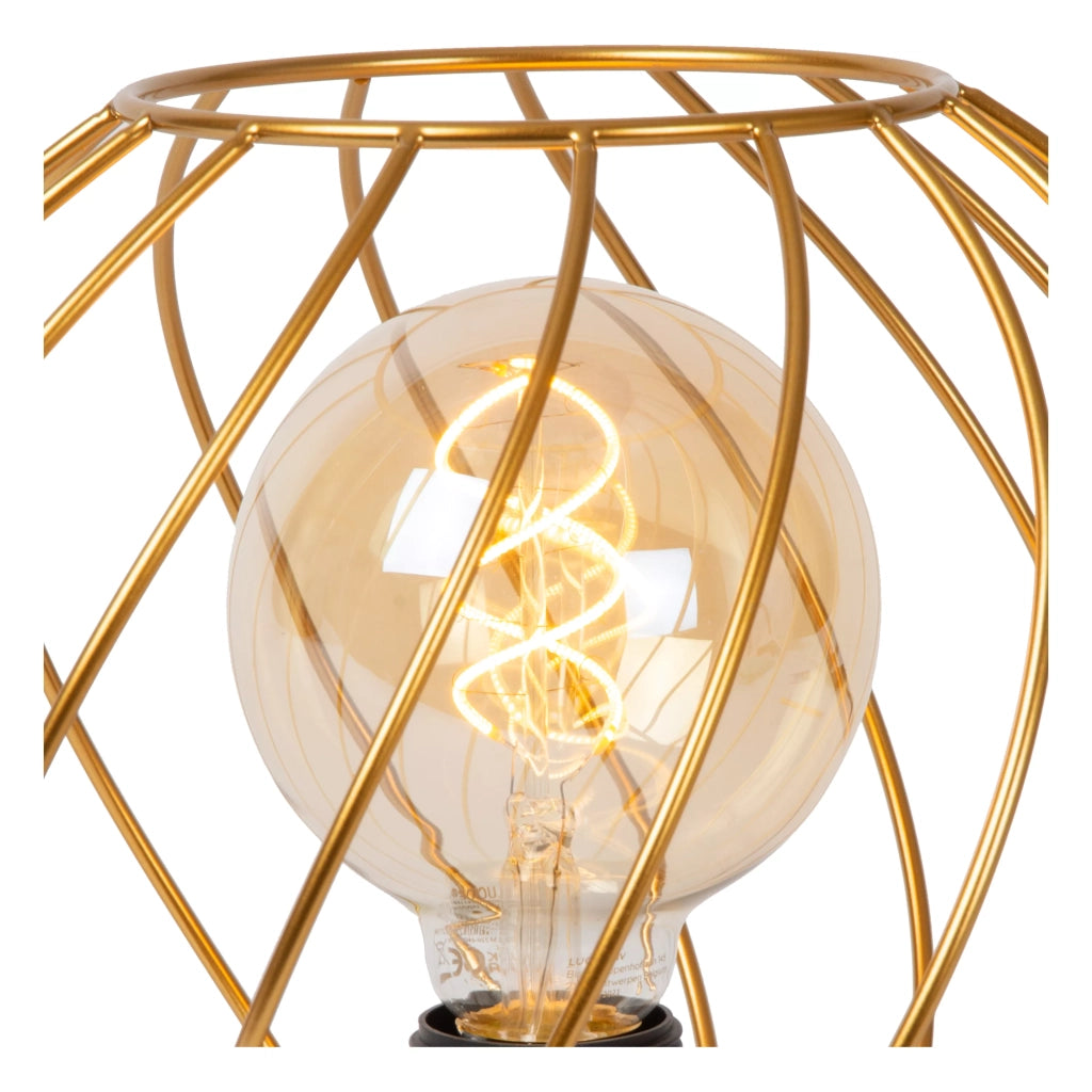 Lampada da tavolo metallo Danza Lucide nera oro Ø25 E27