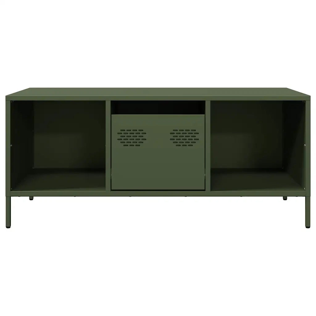Tavolino Verde Oliva 101,5x50x43,5 cm Acciaio Laminato a Freddo 851278