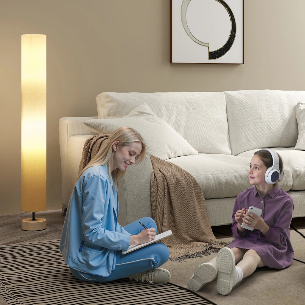 Lampada da terra per soggiorno con paralume in lino ¨C zephmum ¨C 120 cm beige