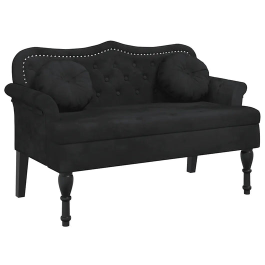 Panca con Cuscini Nera 120,5x65x75 cm Velluto 372145
