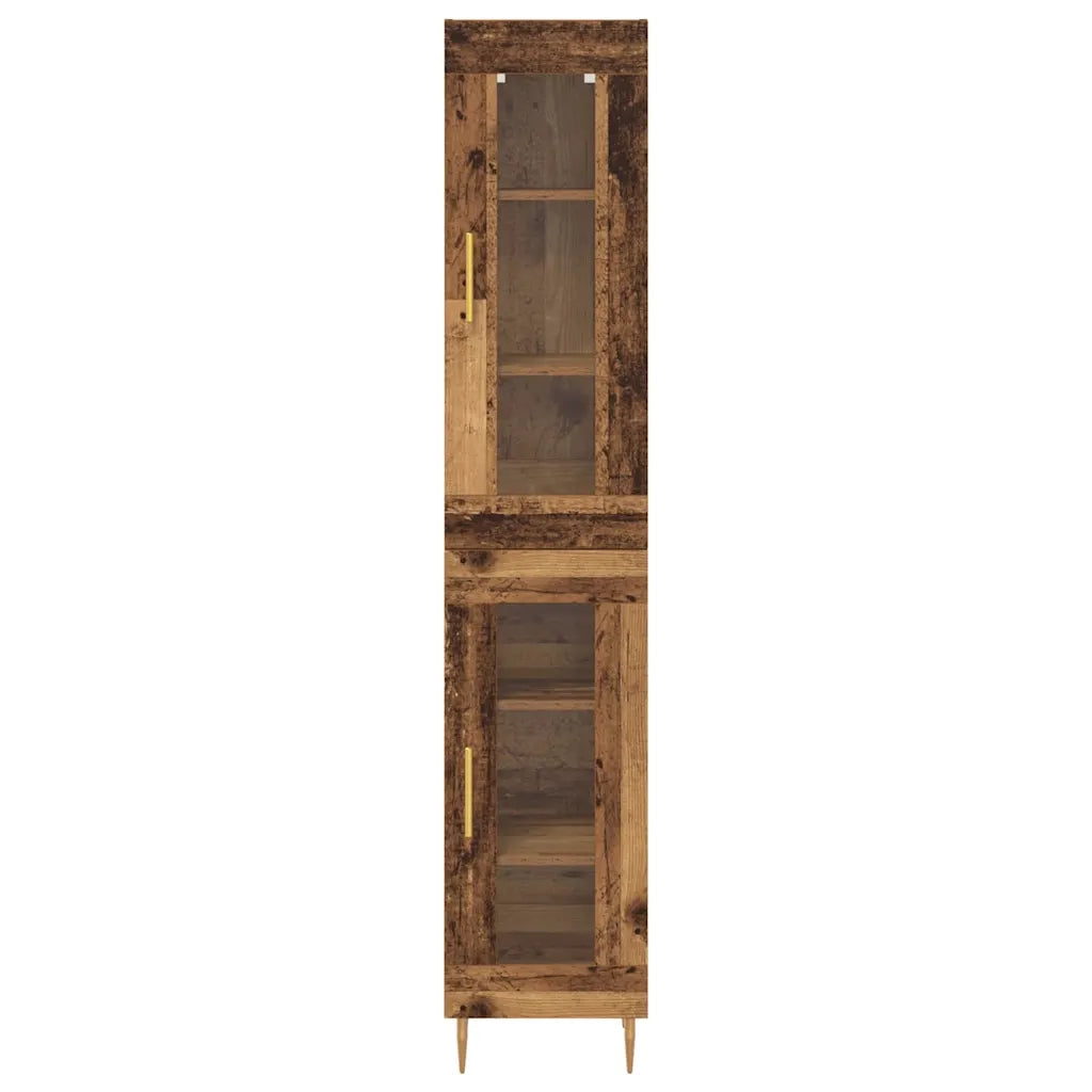 Credenza 2 pz-Set di 2 Buffet-Armadio da cucina Legno vecchio Vetro 431751