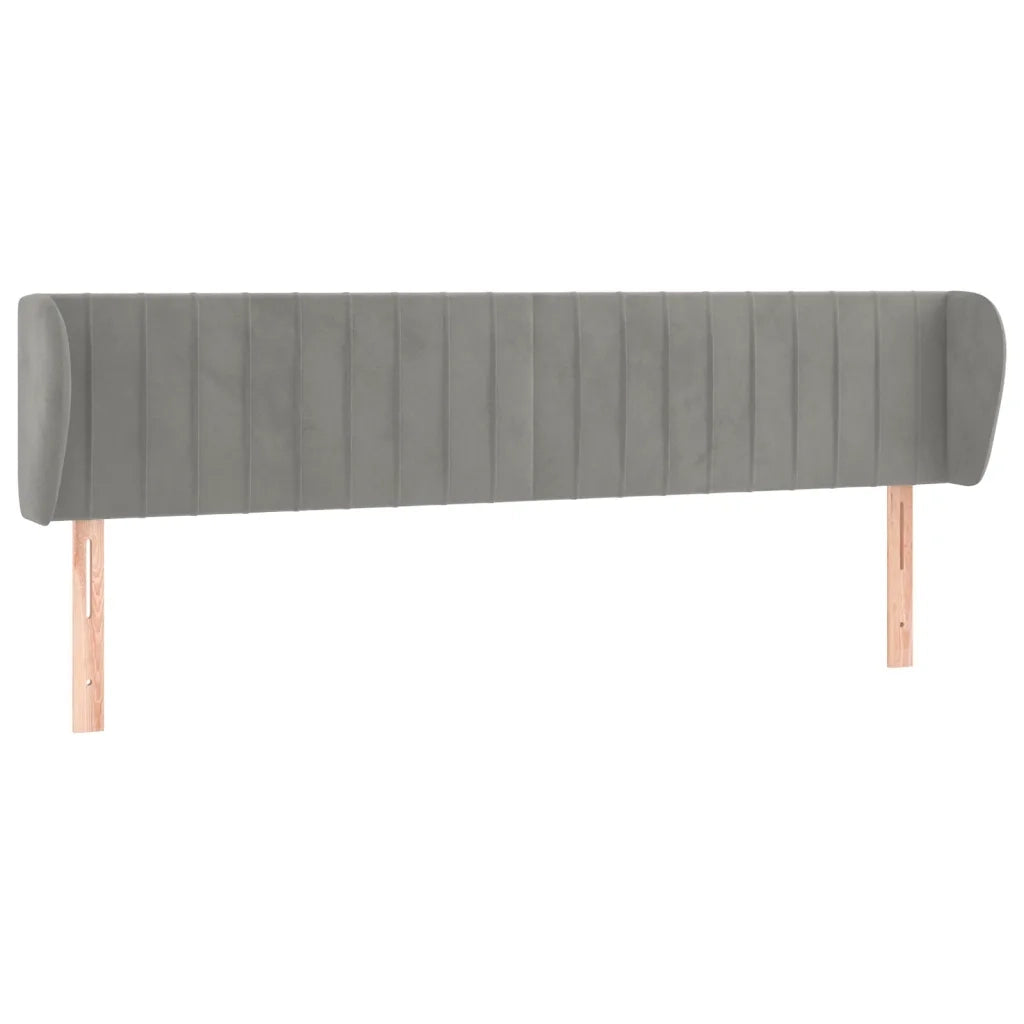 Testiera ad Orecchio-Testata con Orecchie Grigio Chiaro 183x23x78/88 cm in Velluto 286284