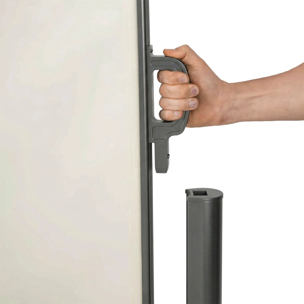 Tenda laterale 300x180H cm. Separè frangivento con sistema di riavvolgimento automatico. Telaio in Alluminio. Colore Beige
