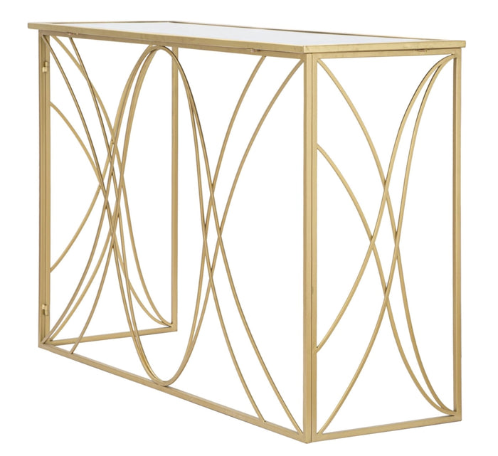 Consolle in metallo e vetro 120x40x80cm Exy Oro