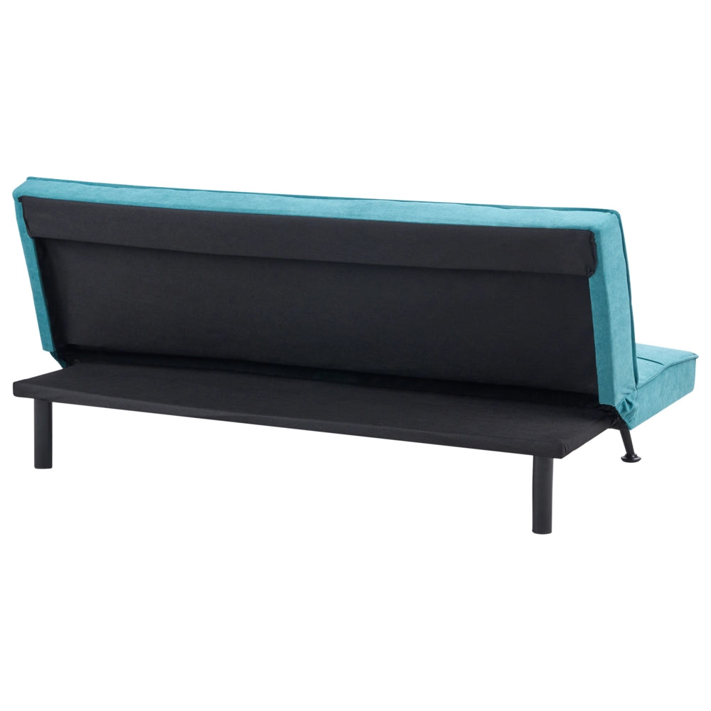 Divano letto in tessuto blu marino a 3 posti con imbottitura trapuntata Letto per ospiti senza braccioli con chiusura a scatto
