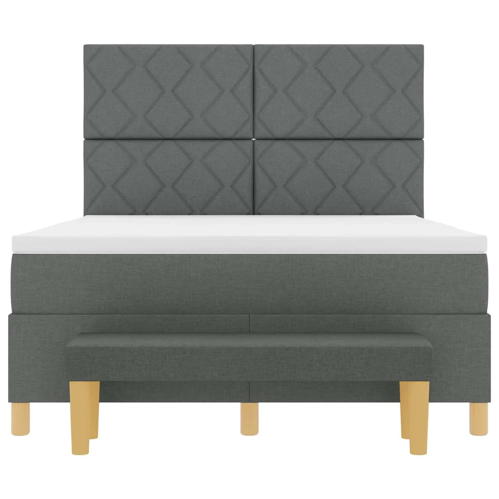Letto a molle con materasso Grigio scuro 140 x 190 cm Tessuto 3344374