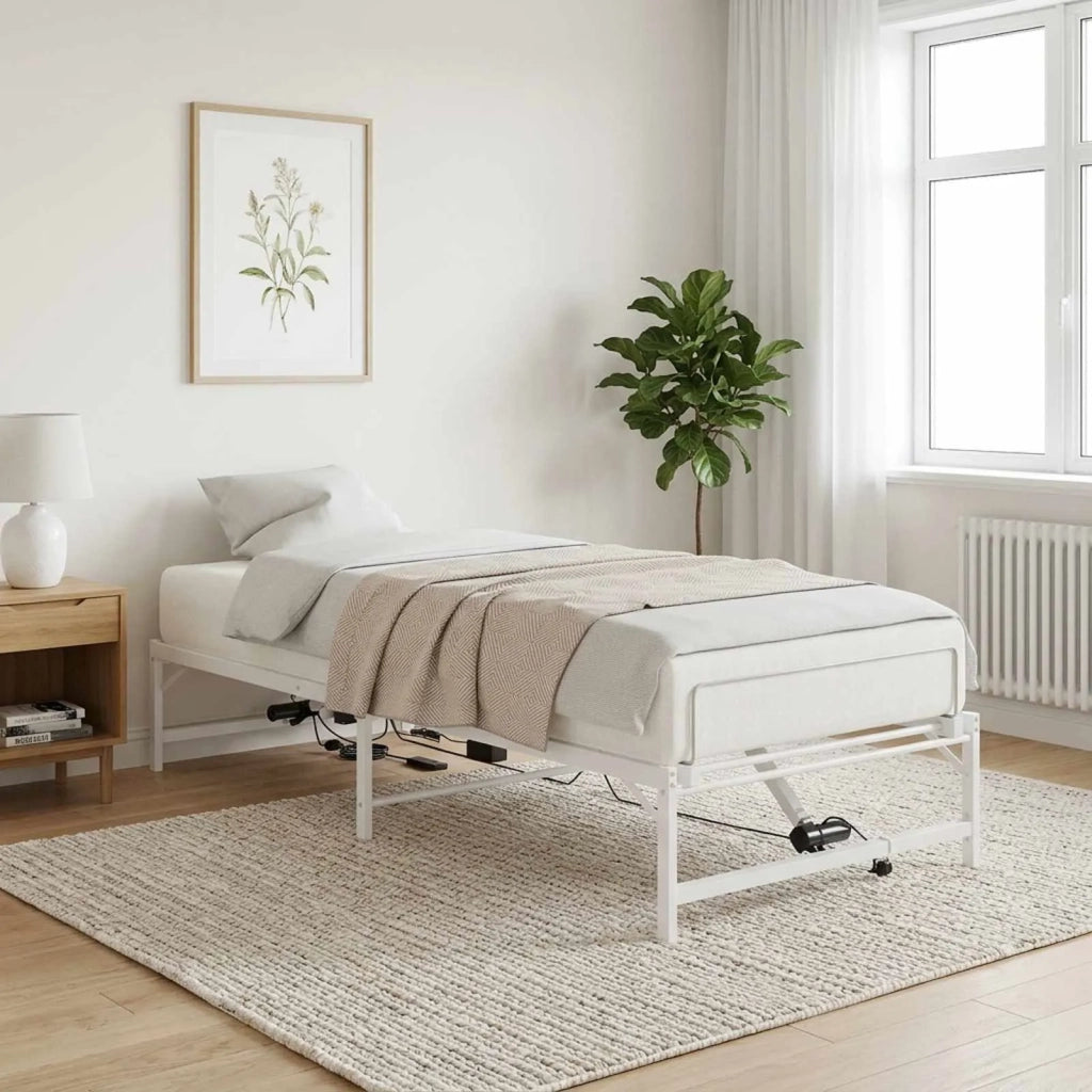 Telaio Letto Elettrico Regolabile Bianco 90 x 190 cm Acciaio 42021396