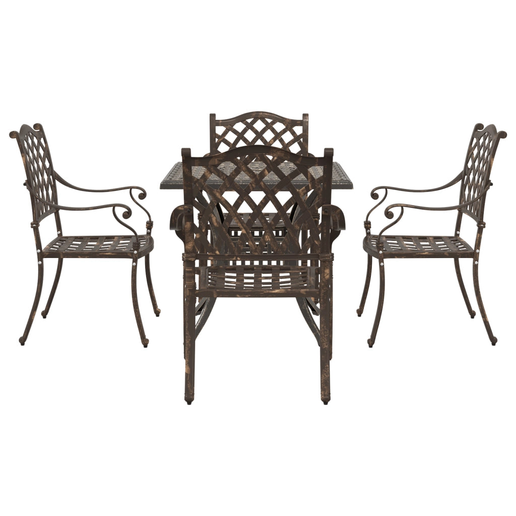 Set da pranzo da giardino 5 pezzi in alluminio fuso bronzo