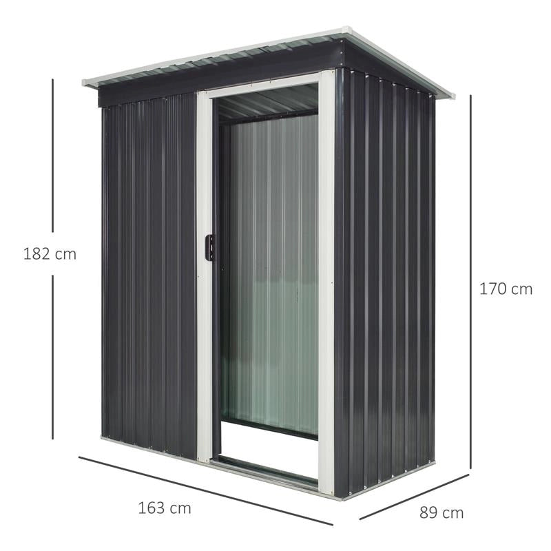 CASETTA PORTA ATTREZZI CON PORTA SCORREVOLE IN ACCIAIO NERO 163 X 89 X 182 CM