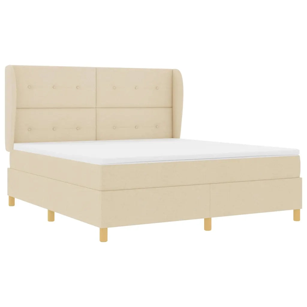 Letto a molle con materasso Crema 200 x 180 cm Tessuto 3340772