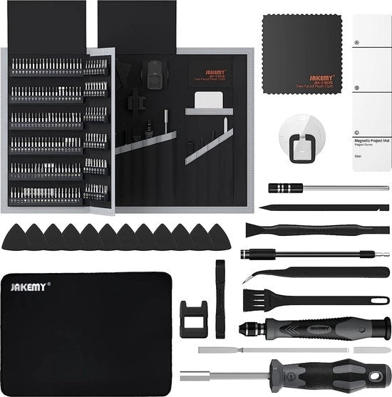 Kit di riparazione meccanica domestica 202-in-1 con 174 bit magnetici per smartphone, orologio, laptop, fotocamera, occhiali, mobili, apparecchiature elettriche