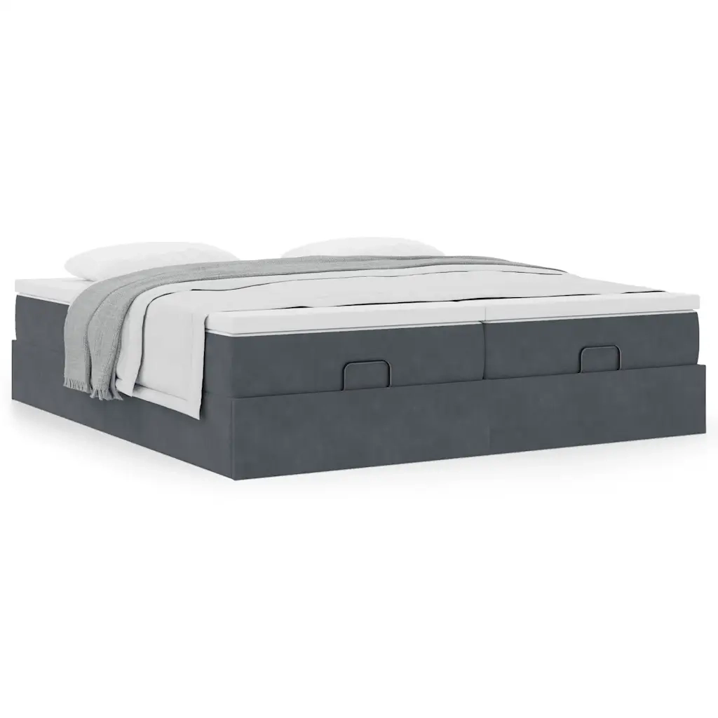 Struttura Letto Pouf con Materassi 160x200 cm in Velluto 3311256
