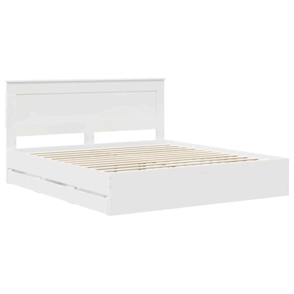 Struttura del letto Bianco 200 x 200 cm Legno Ingegnerizzato 3410152