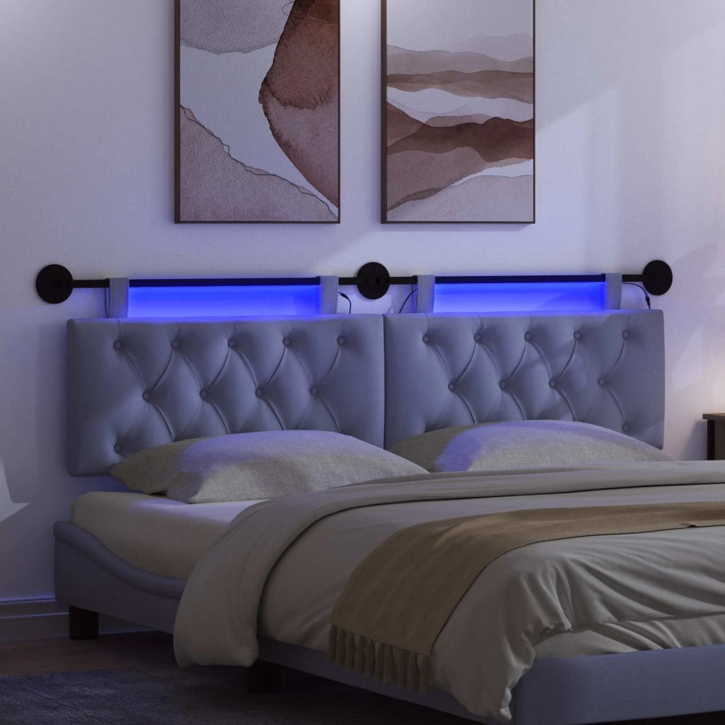 Testiera | Testata sospesa Con luce LED Blu jeans Tessuto
