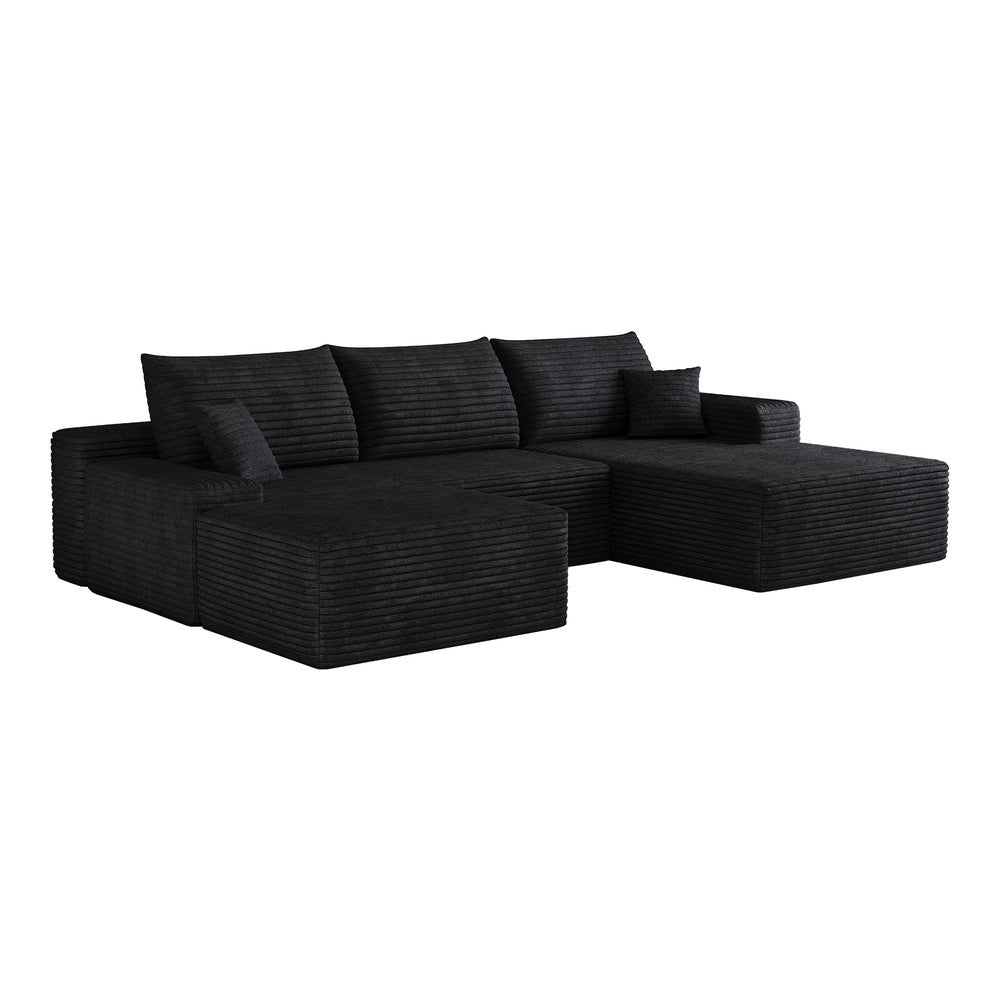 Divano angolare con chaise longue ¨C Minimal ¨C nero velluto 270cm