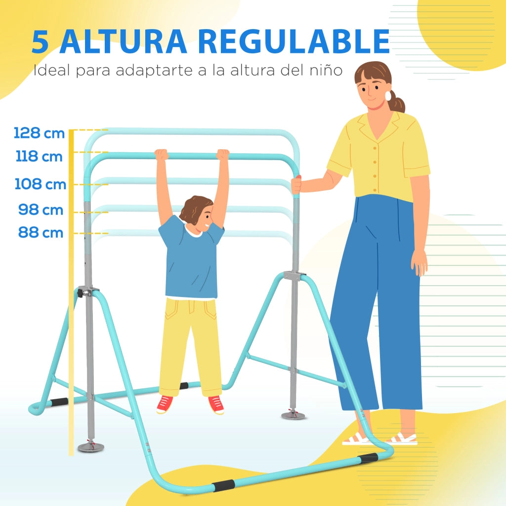 Sbarra per esercizi a casa regolabile in altezza pieghevole ¨C zephmum ¨C azzurro