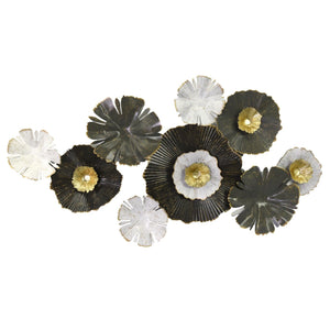 Pannello Decorativo da Parete Fiori 90,8x6,4x48,3 cm in Metallo Verde