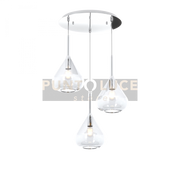 SOSPENSIONE CROMO 3 LUCI TONDA VETRI TRASPARENTE 1177CR-S3 T-TR