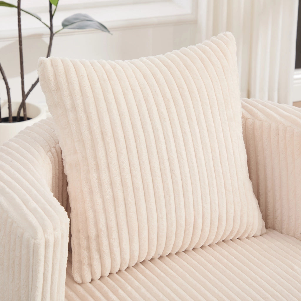 Poltrona girevole 360° con contenitore sotto la seduta e schienale avvolgente in corda beige