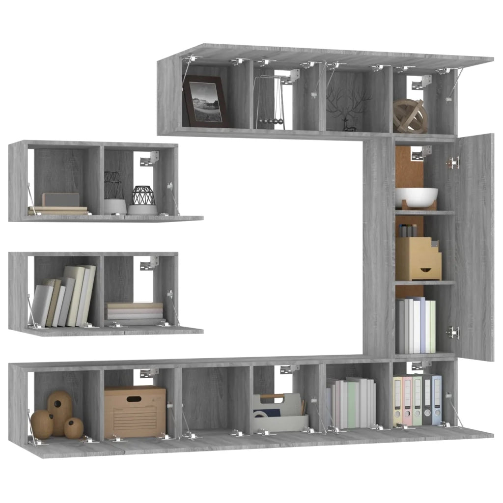 Set Mobili Porta TV 8pz Grigio Sonoma in Legno Multistrato 3120294