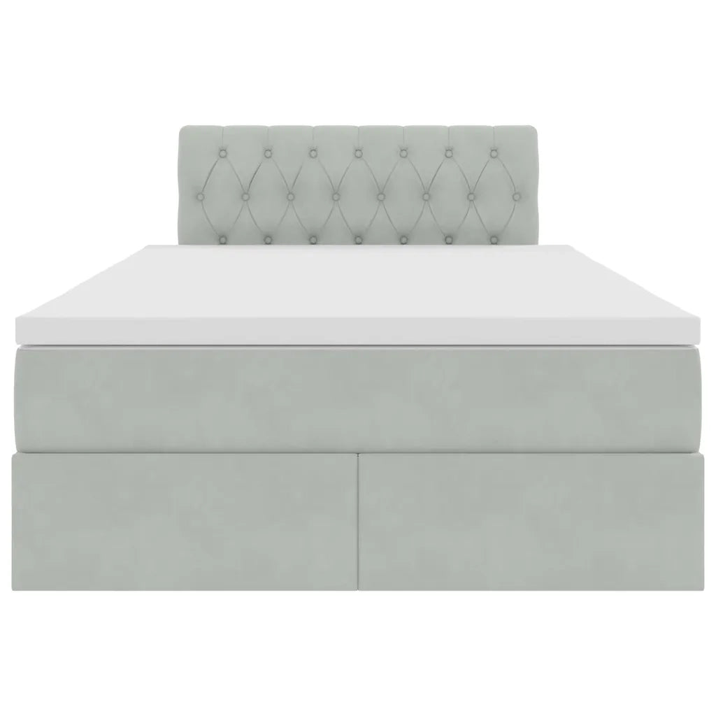 Letto con contenitore e LED Grigio chiaro 120 x 190 cm Velluto 3371439