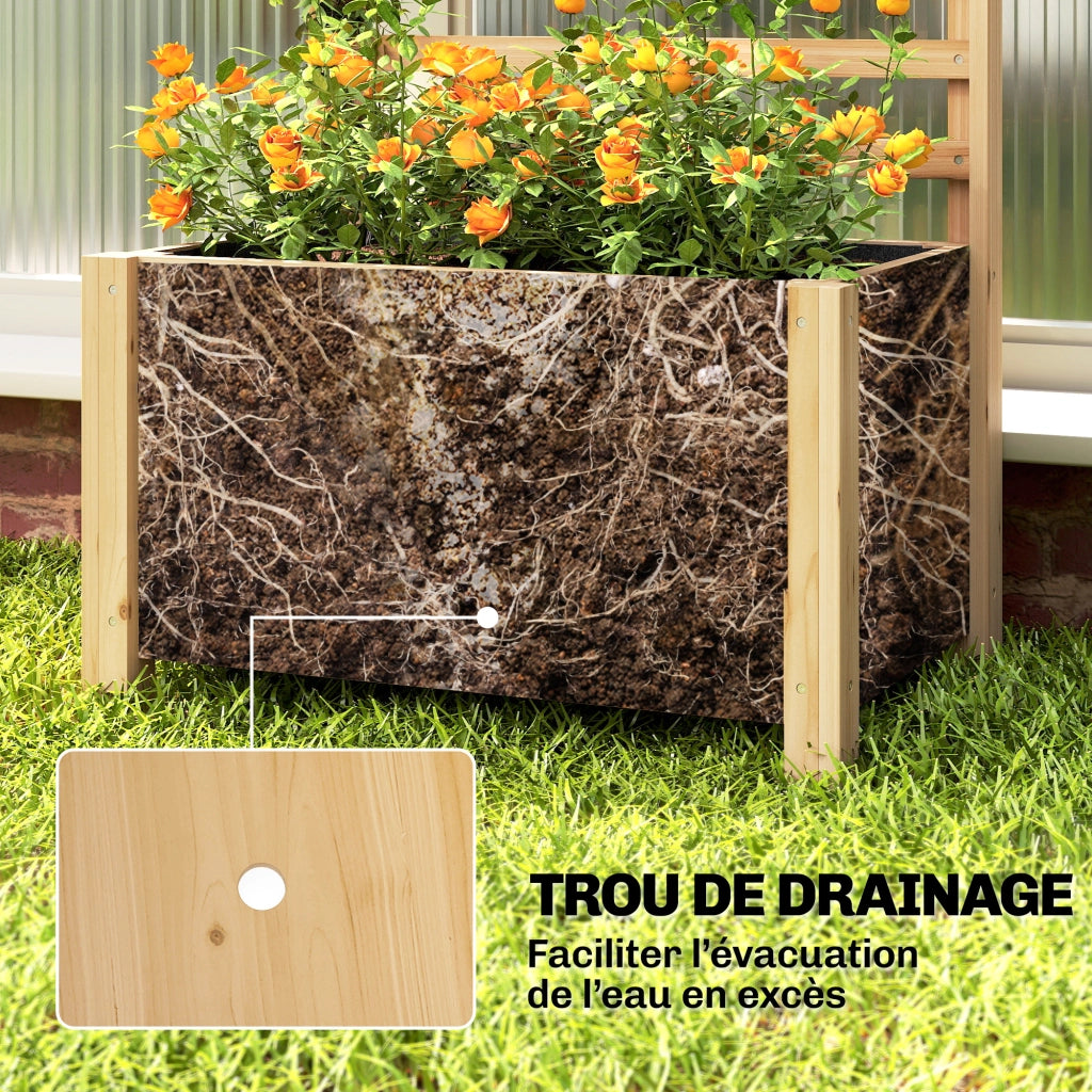 Fioriera con griglia e schermo ¨C zephmum ¨C legno naturale 60x39x120 cm