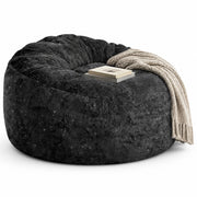 Poltrona pouf con schienale alto e supporto avvolgente per relax in soggiorno in flanella nera
