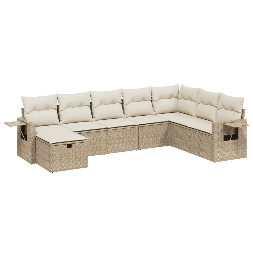 Set Divano da Giardino 8 pz con Cuscini Beige in Polyrattan 3263894