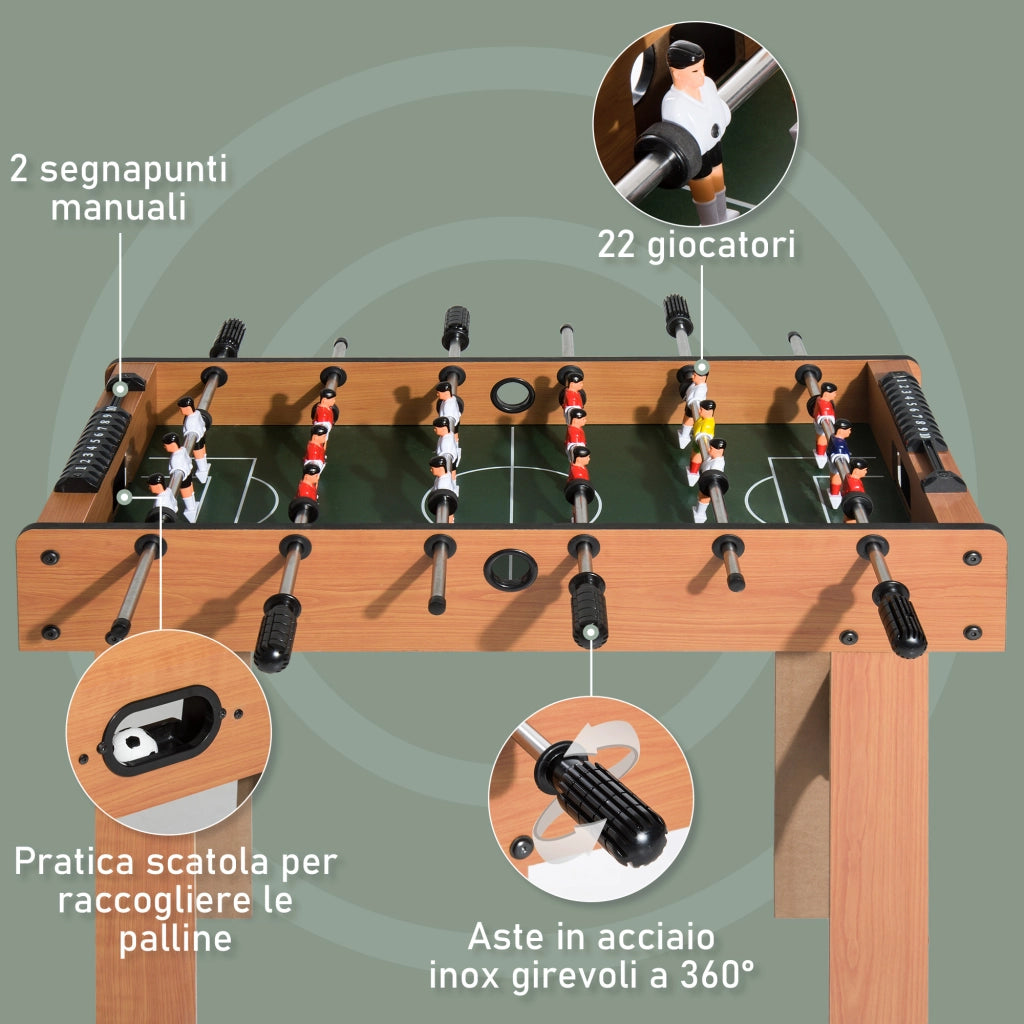 Calcio Balilla Professionale per Bambini e Adulti con Aste in Legno MDF 92x46x78cm