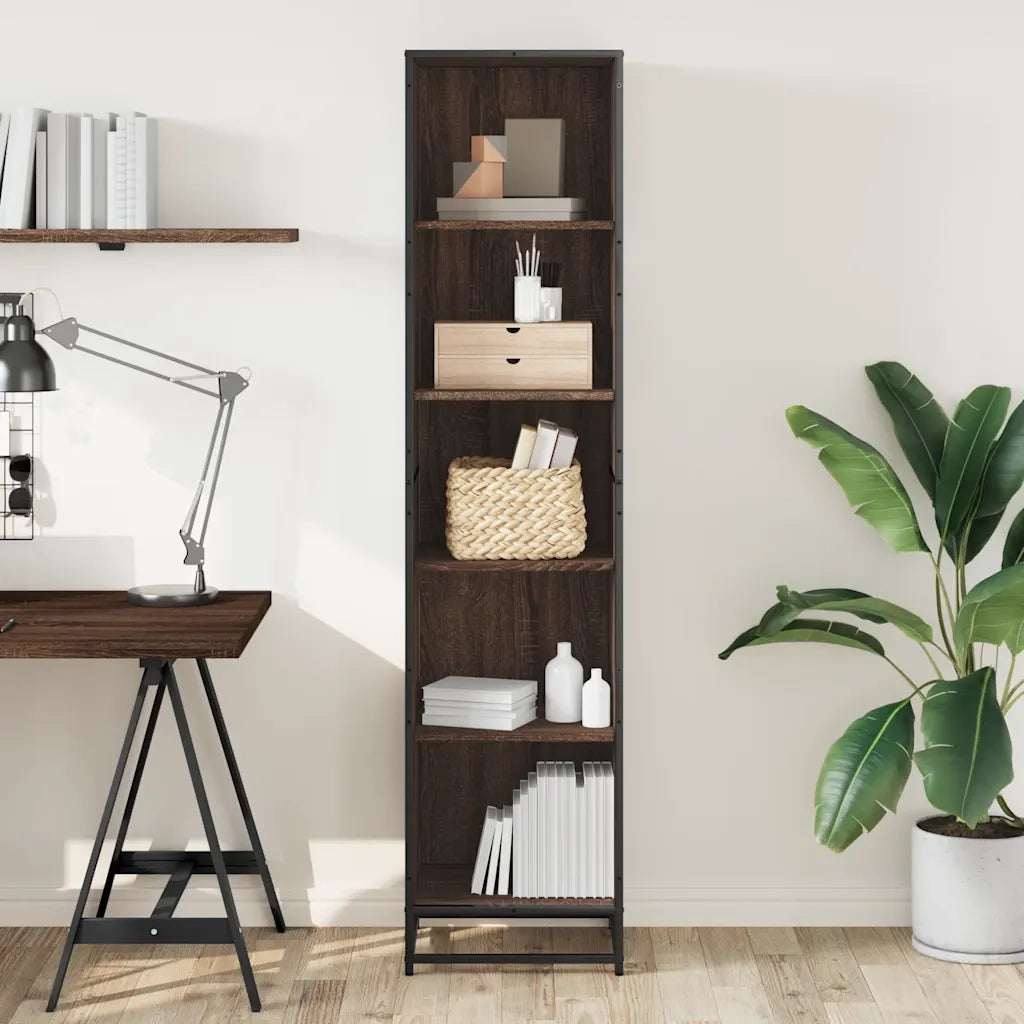 Libreria-Scaffale per Libri-Mobile di Stoccaggio Rovere Marrone 40x35x170,5 cm in Legno Multistrato