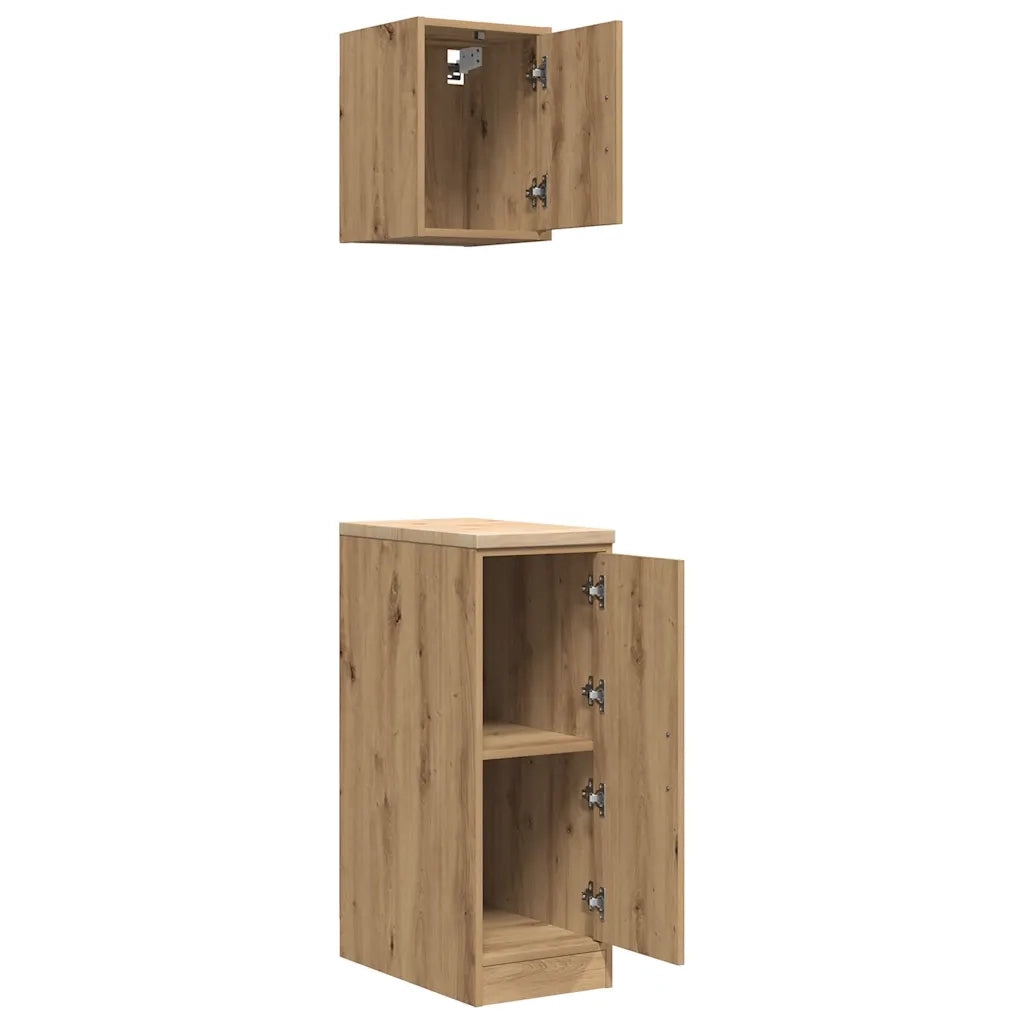Armadi da Garage 2 pz Rovere Artigianale in Legno Multistrato 3328295