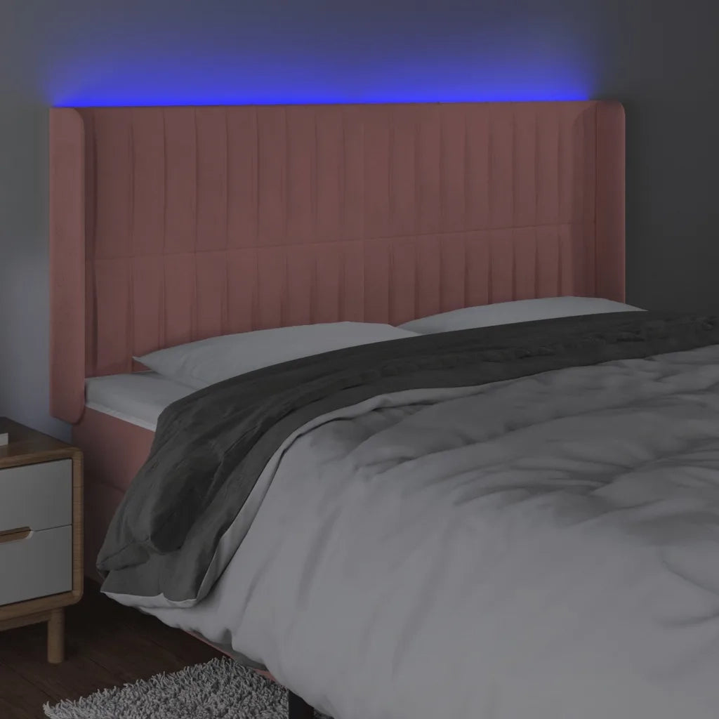 Testiera a LED rosa 203x16x118/128 cm in Velluto cod mxl 65572